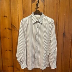 Ermenegildo Zegna Men’s Striped Long Sleeved Button Down Dress Shirt Size 3XL
